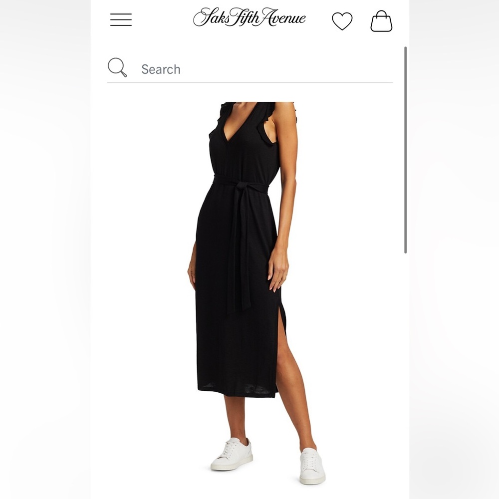 PAIGE Ravyn Ruffle Midi Dress Black Size L NWOT